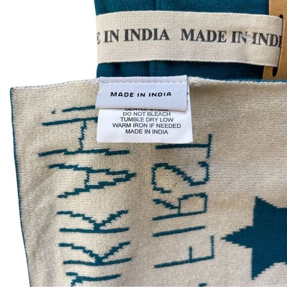 My 1st Hanukkah Blue & Ivory Knit Reversible Baby Blanket and Bib Set NWT - Picture 10 of 10